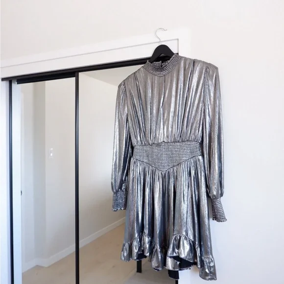 SOLD- RETROFETE Silver Mini Dress - Picture 3 of 11